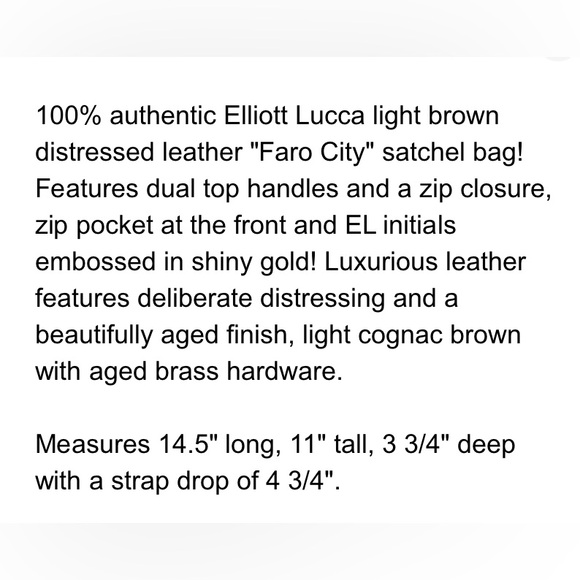 Elliott Lucca calf skin light tan cross over bag. Faro city satchel bag. - Picture 8 of 8